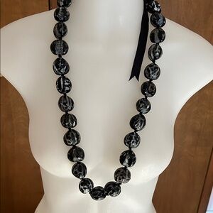Elegant Black and White Beaded Necklace